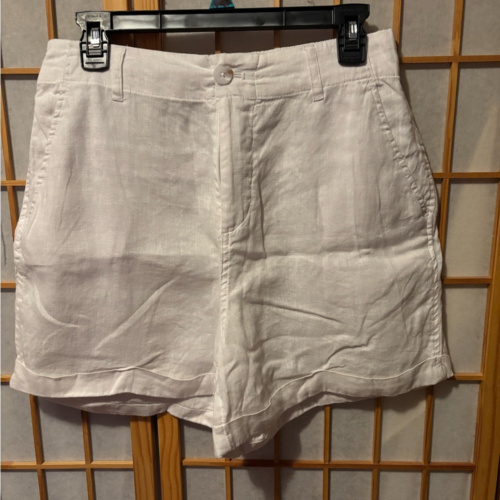 Women's White Linen Shorts